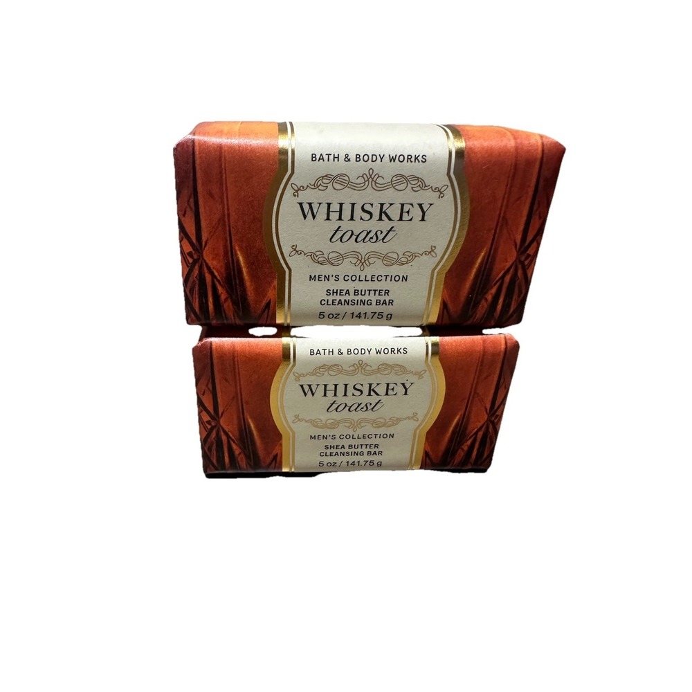 Bath & Body Works WHISKEY TOAST Shea Butter Cleansing Bar Soap 5 oz Set 2 - Picture 1 of 3